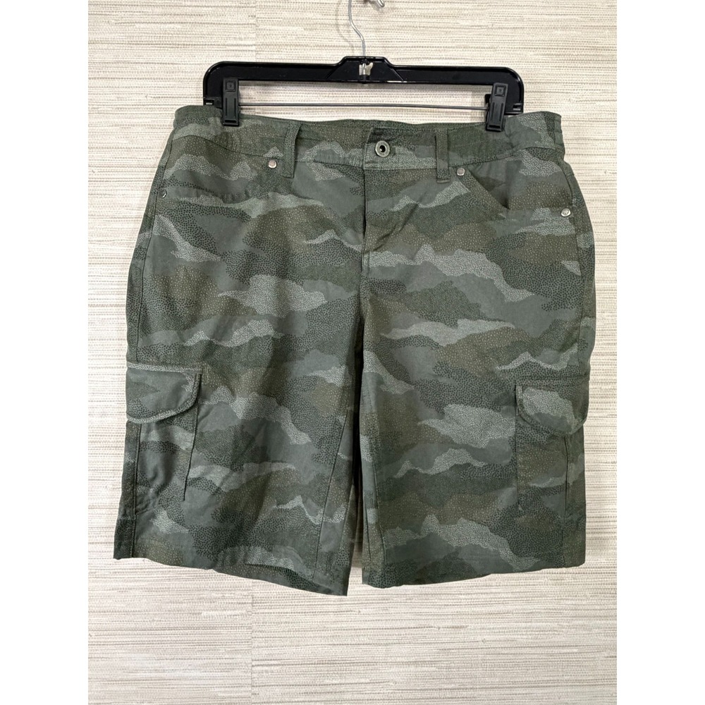 Kuhl Cargo Shorts Womens 12 Green Olive Camo Lightweight Hiking Outdoor Utility